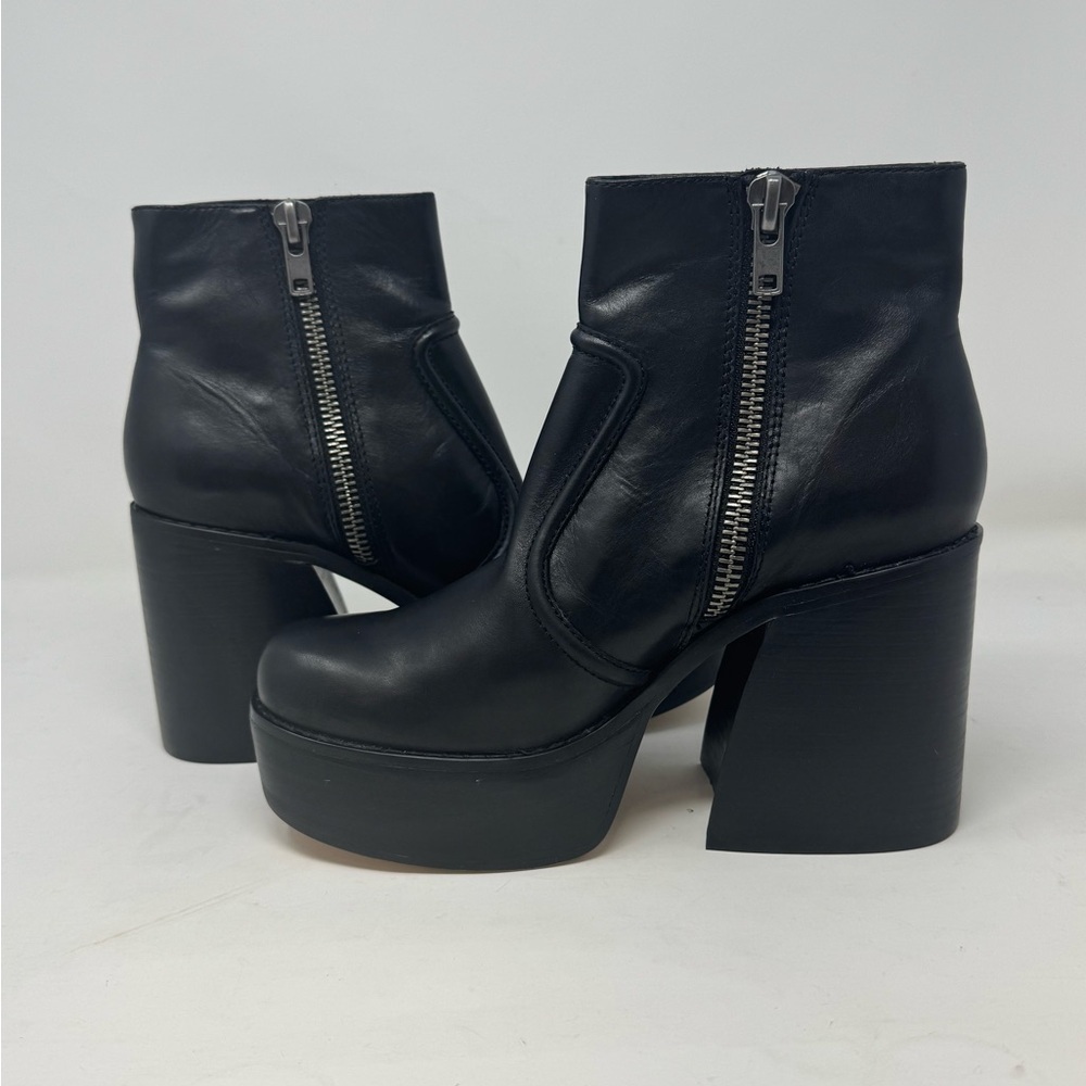 Naked Wolfe Black Leather Platform Ankle Boots